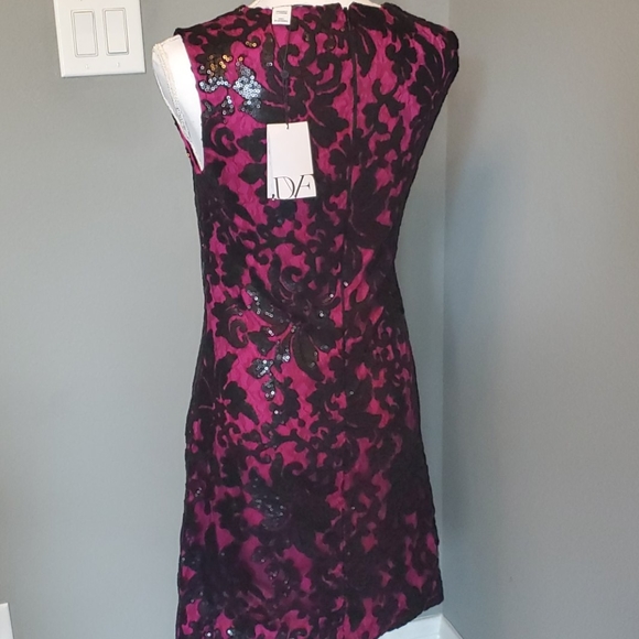 Diane Von Furstenberg DVF hot pink and black sequin shift dress - Picture 4 of 11